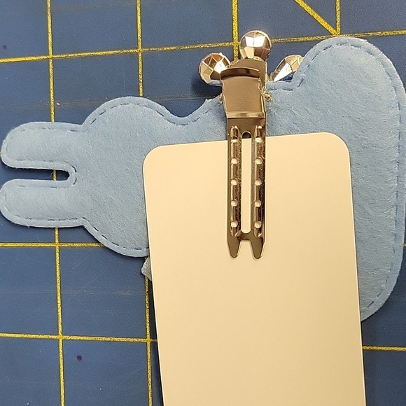 La Ti Da Handmade Creations Gingham Bunny Hair Clip 4" Blue Easter Spring Rabbit - Picture 2 of 2